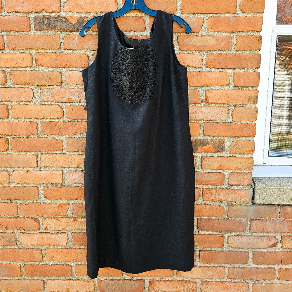 New Vintage Oleg Cassini Black Sheath DressSize 12 | Made in Colombia